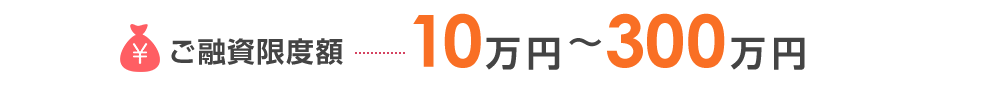 ご融資限度額 10万円~300万円