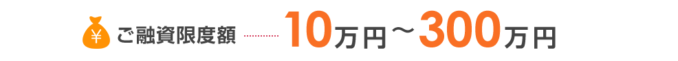 ご融資限度額 10万円~300万円